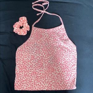 Pink Cheetah halter WITH SCRUNCHIE!